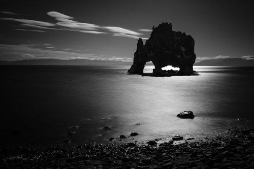 Daytime into nighttime, Hvítserkur, Iceland by Baxter Bradford