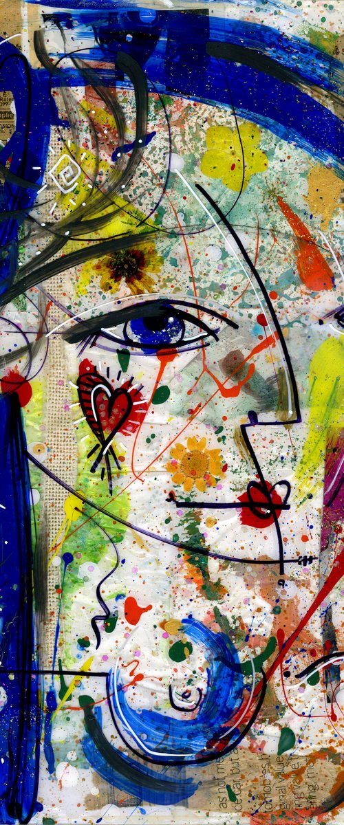 Funky Face Love 14 - Mixed Media Art by Kathy Morton Stanion by Kathy Morton Stanion