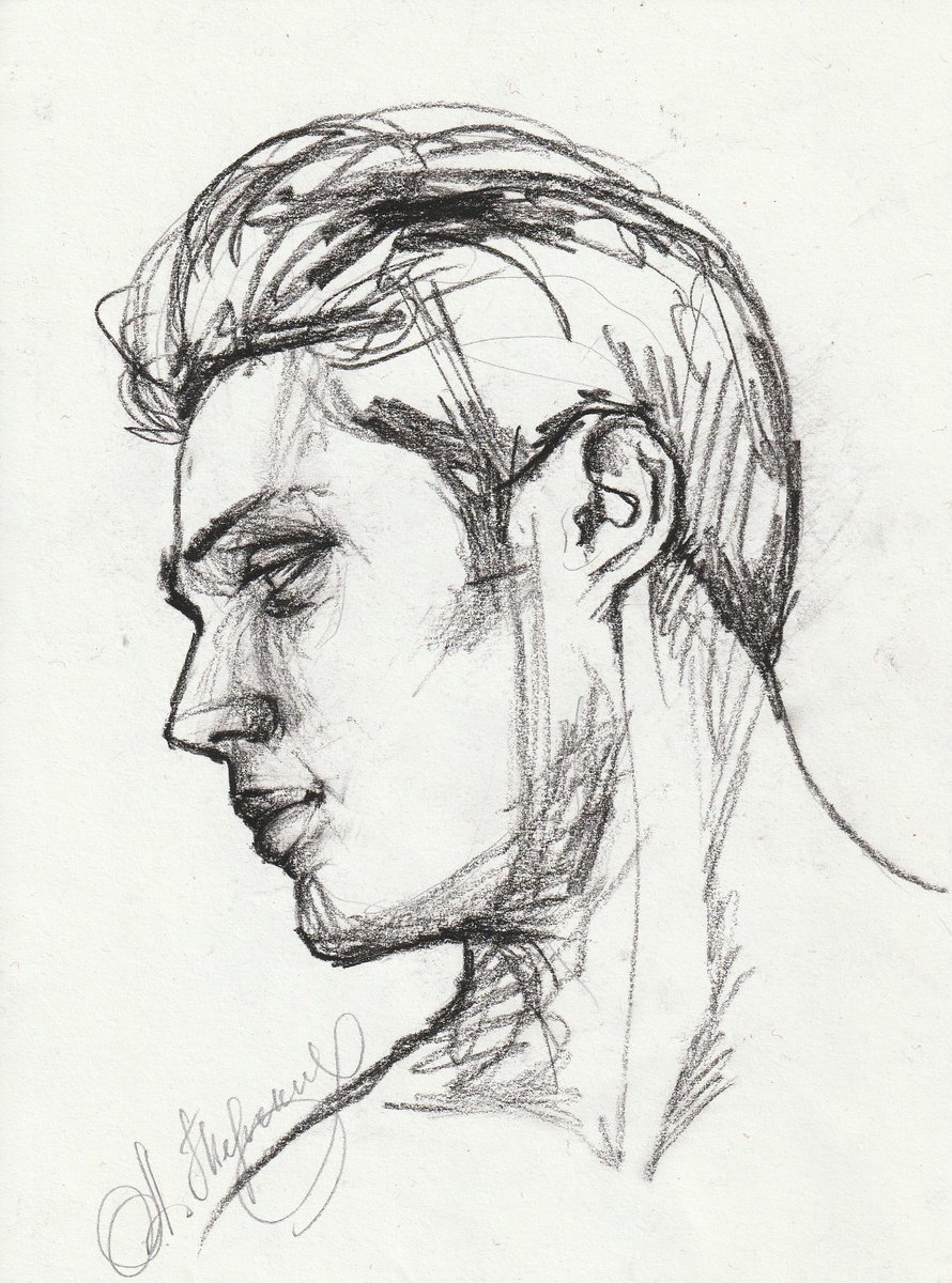 Portrait Charcoal Drawing By Anastasia Terskih, 6 X 8, Young Man, Original Artwork