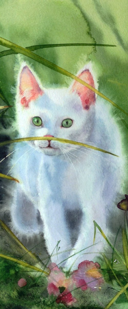 The Hunter Among the Flowers by Olga Beliaeva Watercolour