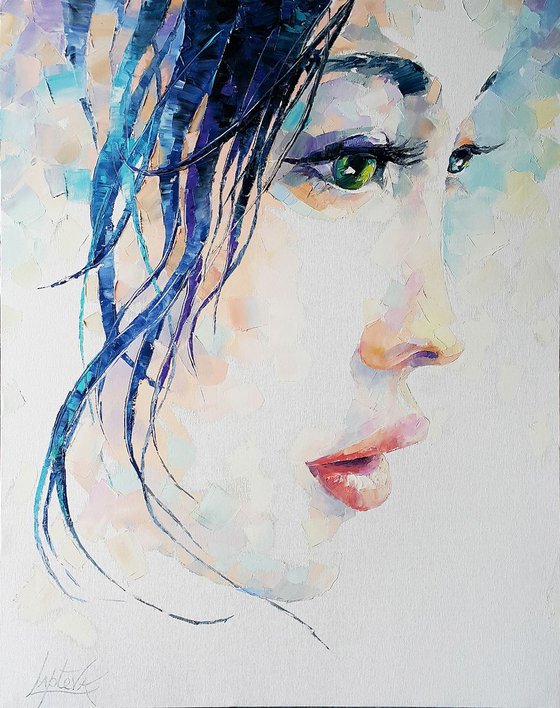 Painting oil " Memories " original abstract woman portrait