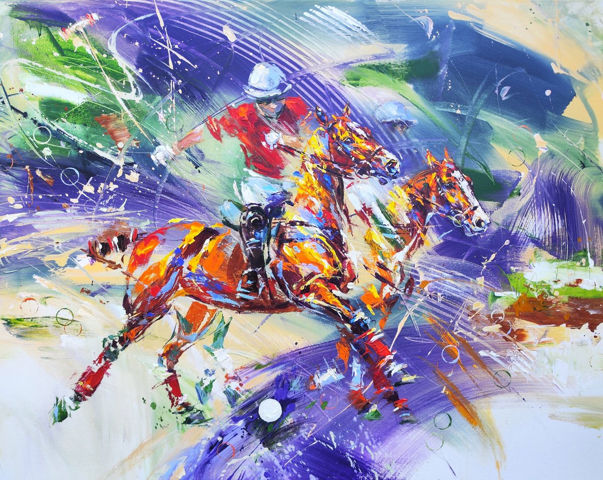 Expressive Animal Acrylic Painting By Anna Cher, 39 X 31, Speed And Spirit #2, Original Artwork