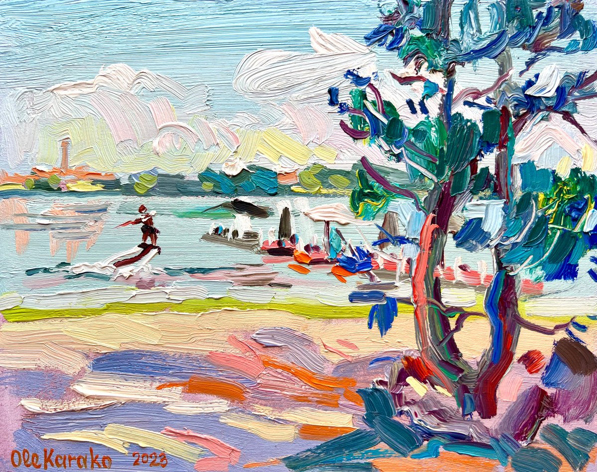 Impressionistic Landscape Oil Painting By Ole Karako, 12 X 9", Obolon In Kyiv, Original Artwork