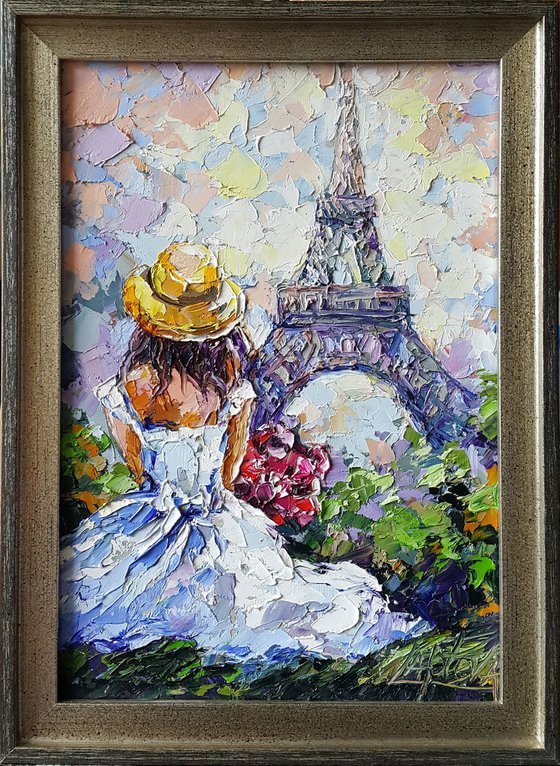 Romantic Paris - original oil painting, palette knife