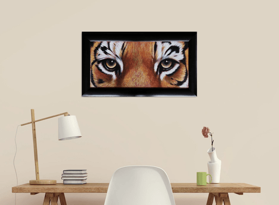 Large Tiger Eyes Framed