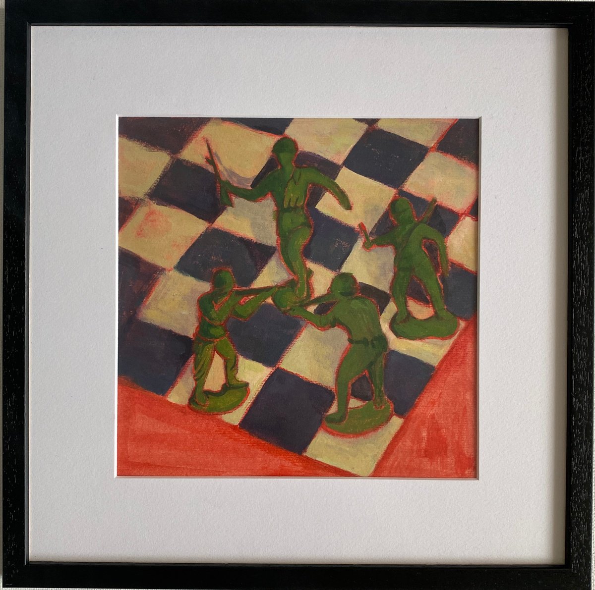 Impressionistic Still Life Acrylic Painting By Liubov Ro, 12 X 12", Battlefield, Original Artwork