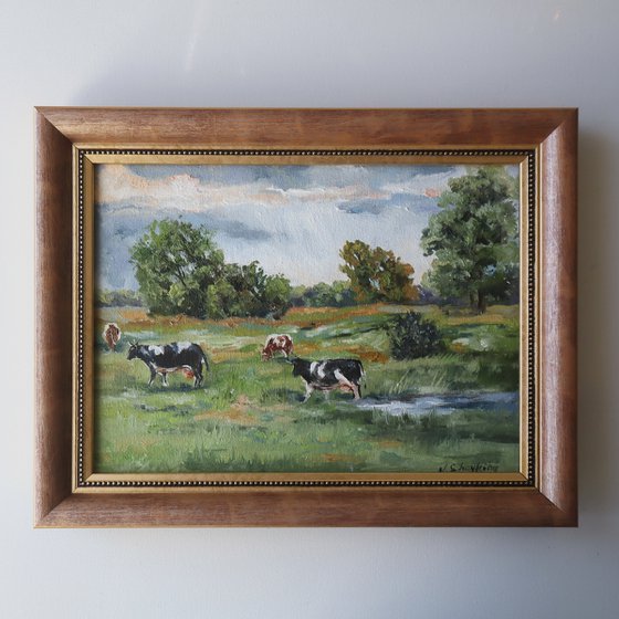 Cows Pasture Painting