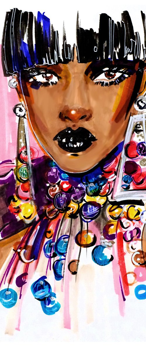 Colorful  necklace, Fashion art by ESylvia