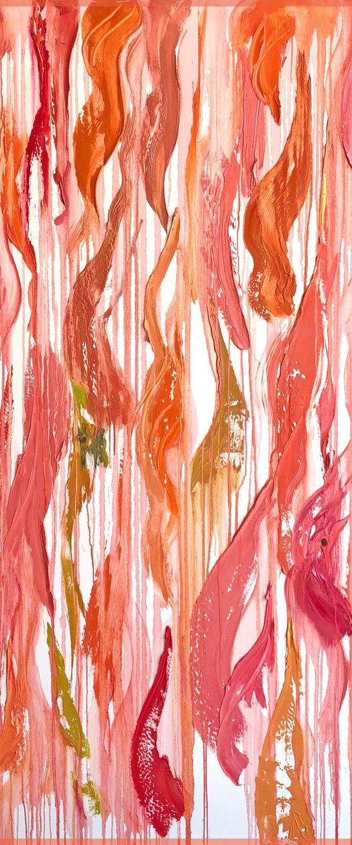 "hibiscus + orange zest plume + soft summer peach + apricot puree + encompassing olive oil satin" Art of Taste Contemporary Art by Abstract Expressionist Penelope Moore by Penelope Moore