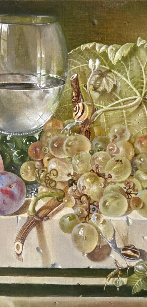 Still Life with Grapes and Glass by Gegham Avetisyan