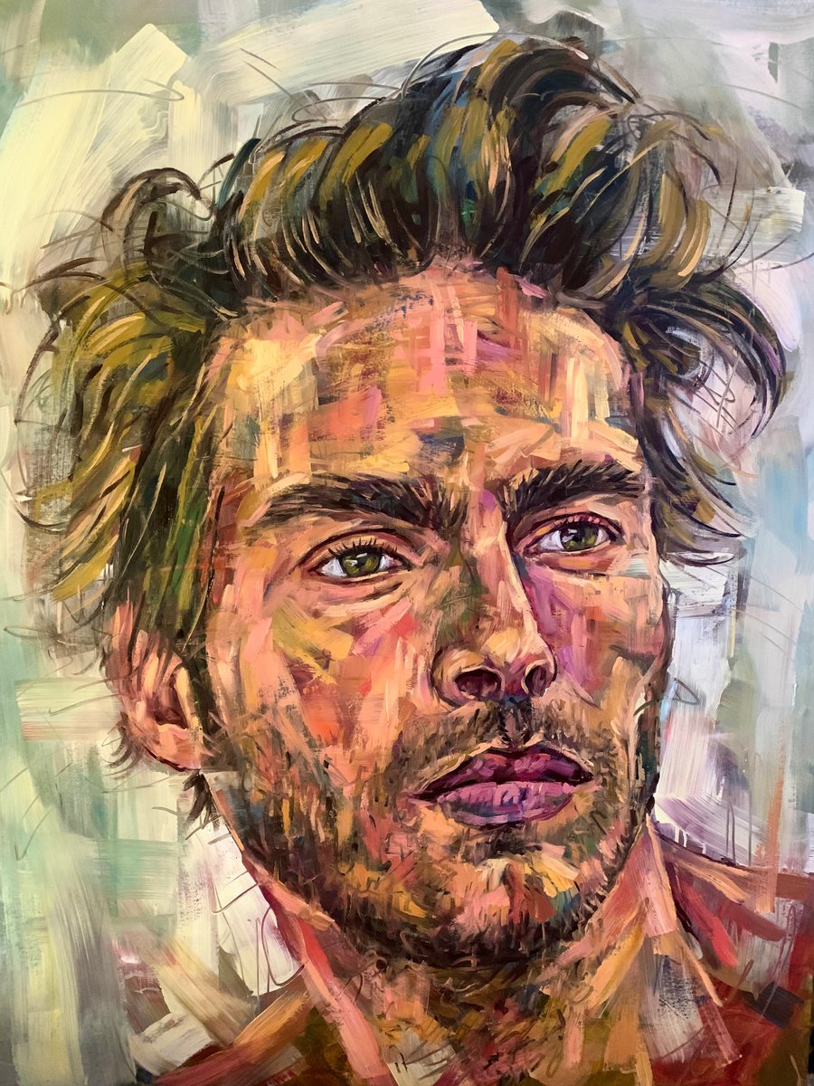 Male portrait man oil painting by Emmanouil Nanouris