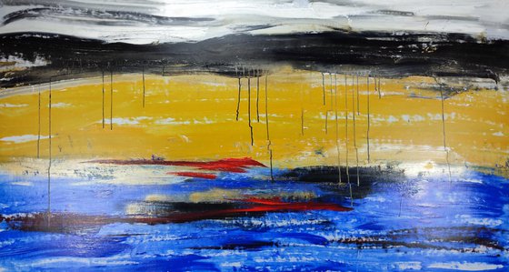 horizontal abstract/abstract landscape/original painting/oversized paintings/horizontal abstract painting size- 150x80 cm  title c732