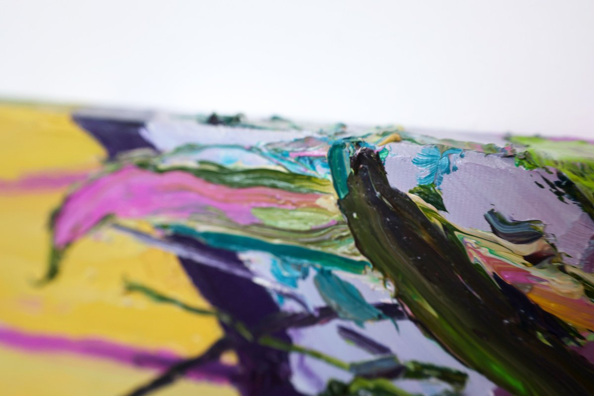 Impressionistic Botanical Oil Painting By Dominic Virtosu, 24 X 24, Long Shadows, Original Artwork