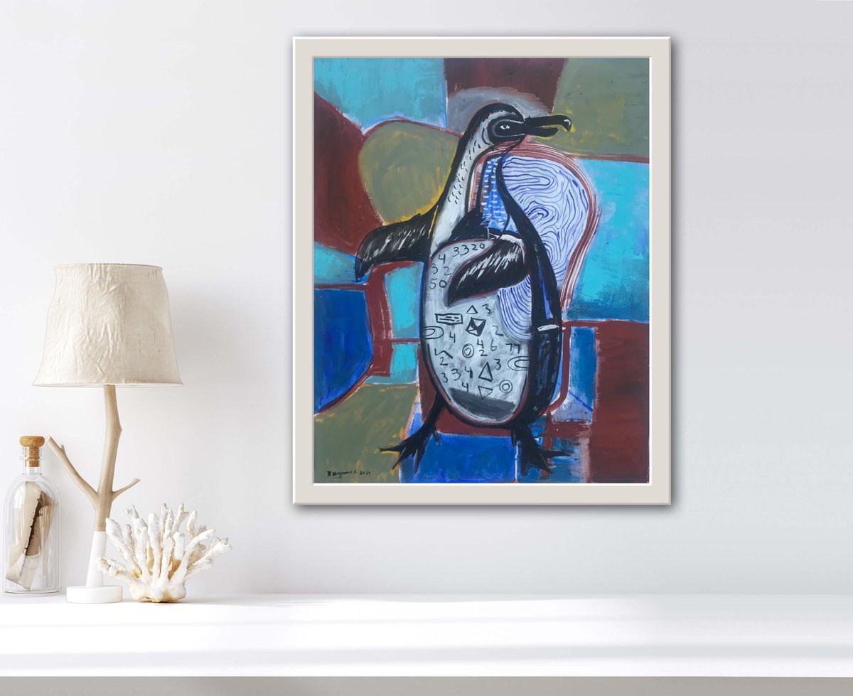 Geometric Animal Oil Painting By Roberto Munguia Garcia, 16 X 20", Ready To Dance, Original Artwork