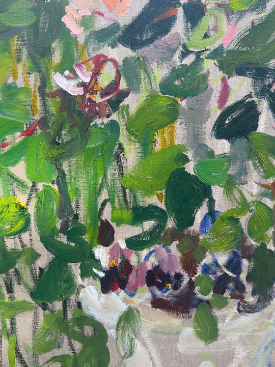 Roses in a summer garden