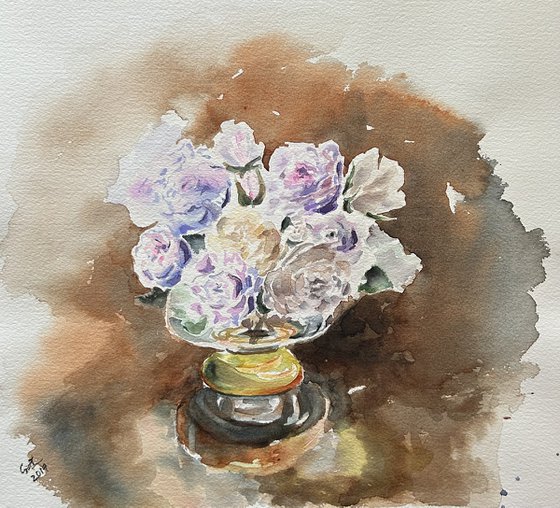 White Roses watercolor