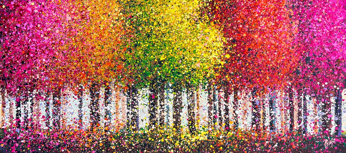 Abstract Acrylic Painting By Bogdana Antoniuk, 59 X 28, Soft October, Original Artwork