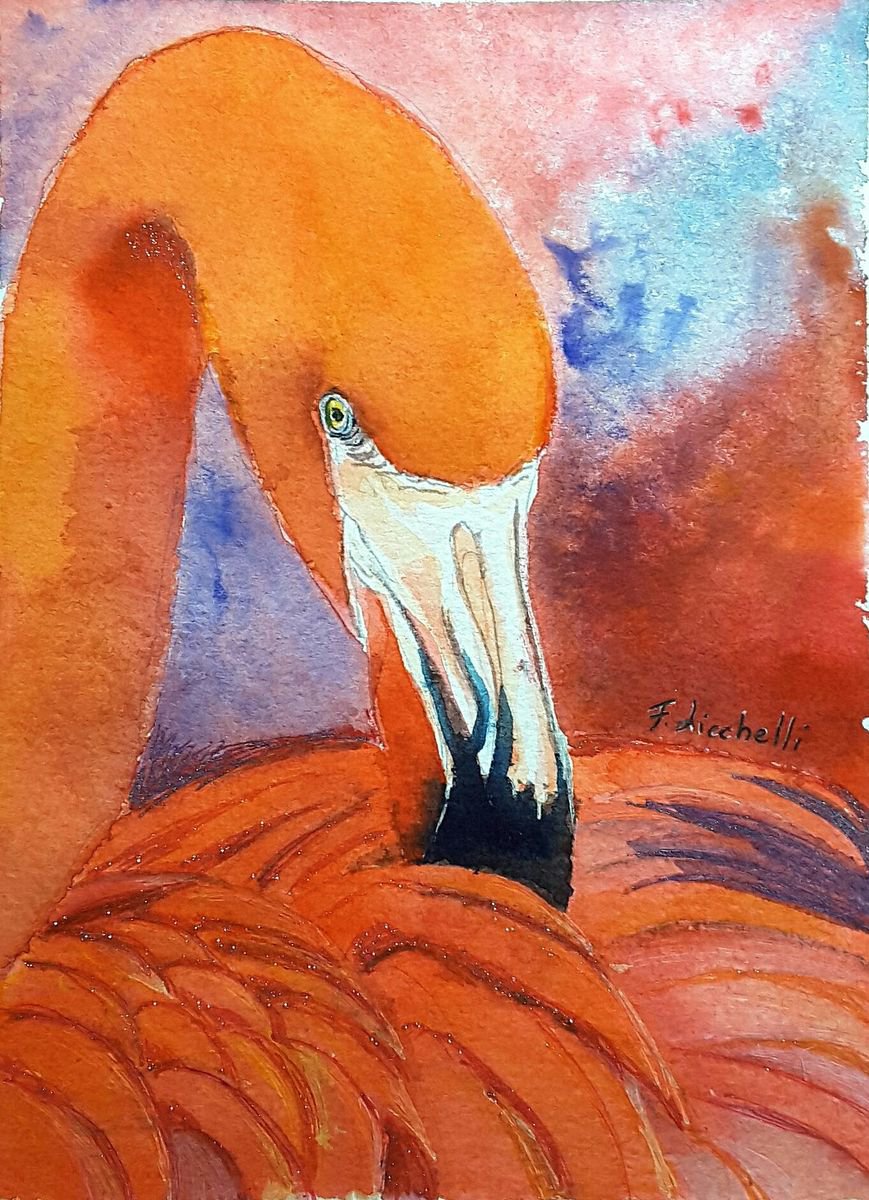 Red flamingo by Francesca Licchelli