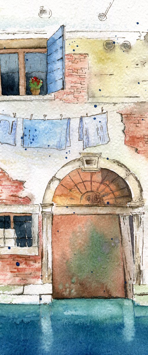 Old house in Venice. Original watercolor artwork. by Evgeniya Mokeeva