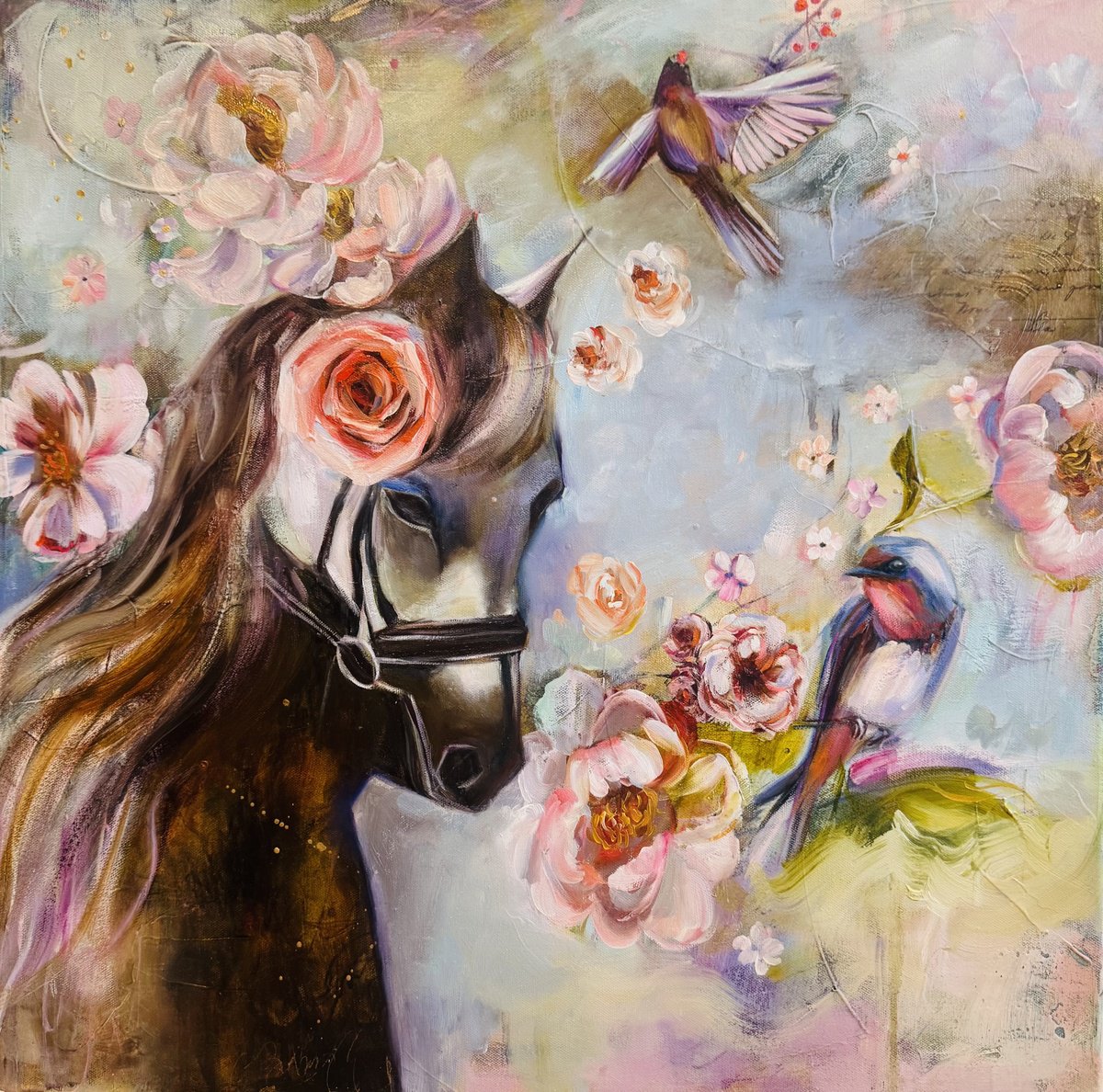 Expressive Animal Painting By Tatyana Bolivar, 24 X 24", - Wild Dance - ?, Original Artwork