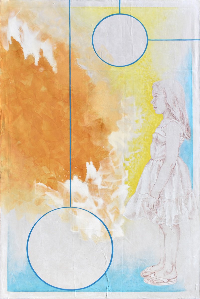 Portrait Oil Painting By Milena Nicosia, 39 X 59", Sophia E Il Cerchio, Original Artwork