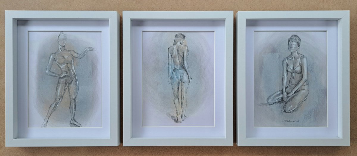 Portrait Drawing By Lee Jenkinson, 9 X 11", Female Forms 3, Original Artwork