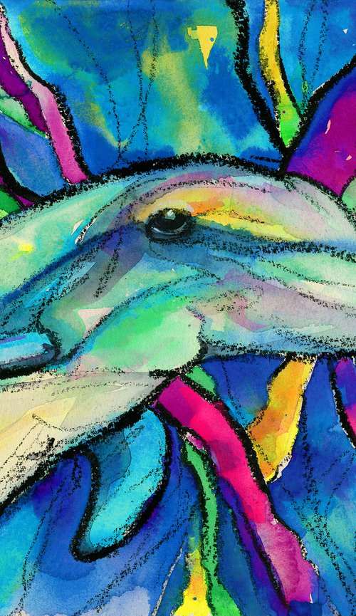 Sea Friends 2 - Dolphin & Fish Painting by Kathy Morton Stanion by Kathy Morton Stanion