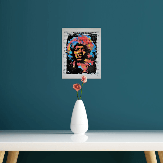 Jimi Hendrix - Collage Art on Real Vintage Sheet Music Page