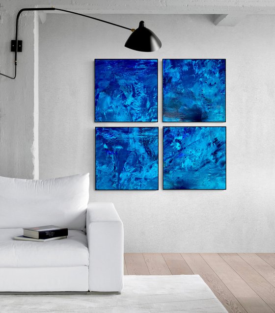 Blue abstract 259 set of 4