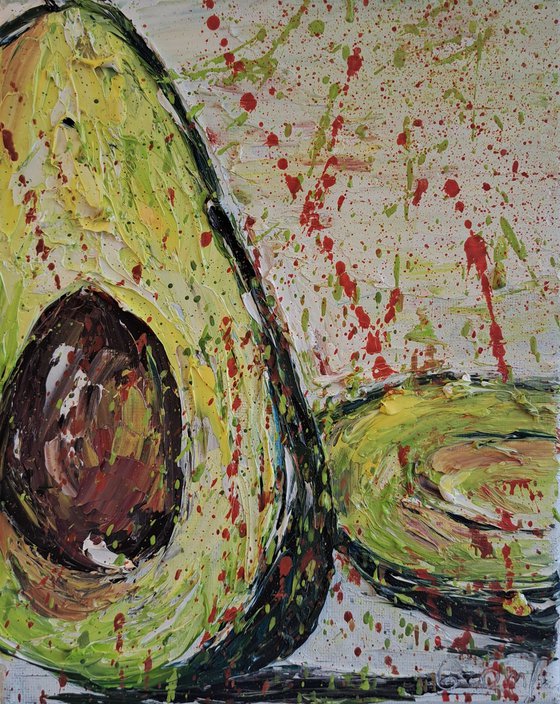 Avocado impasto painting