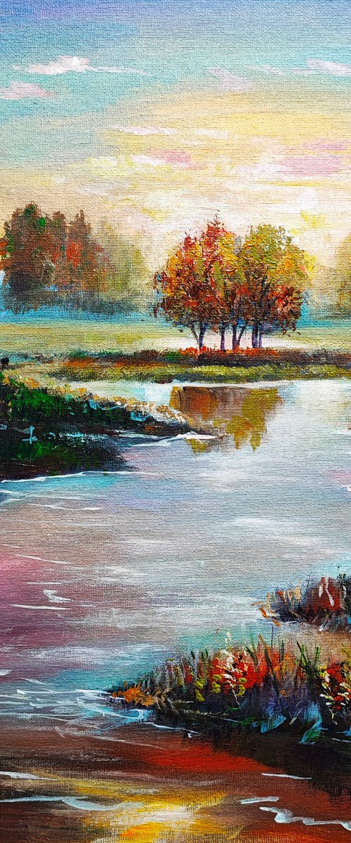 Sunrise on the lake by Tatajana Obuhova