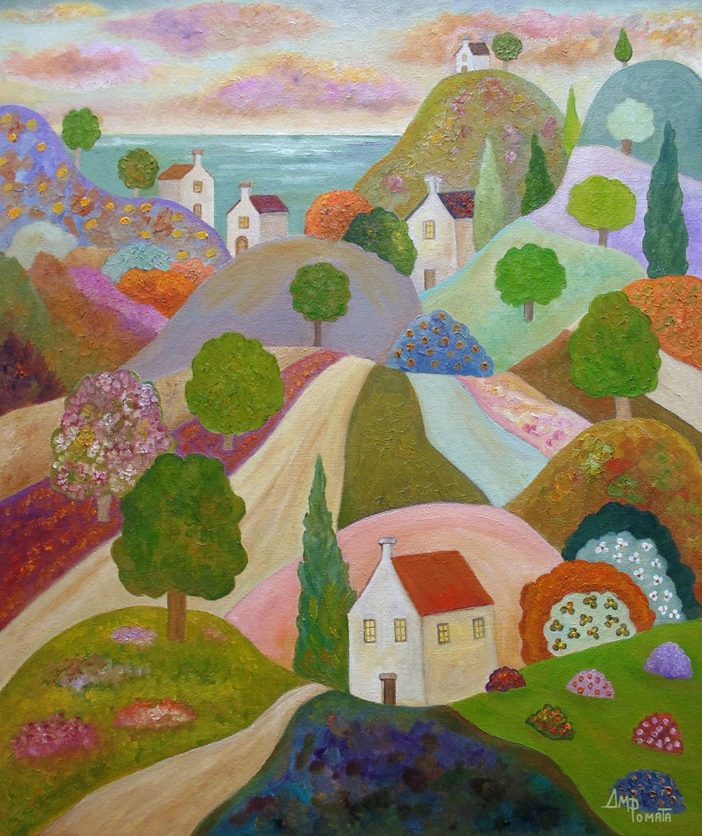 Impressionistic Landscape Oil Painting By Angeles M. Pomata, 15 X 18, Out Of Season, Original Artwork