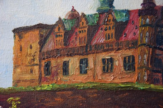 Oil painting on canvas Castle Kronborg in Denmark, Europe