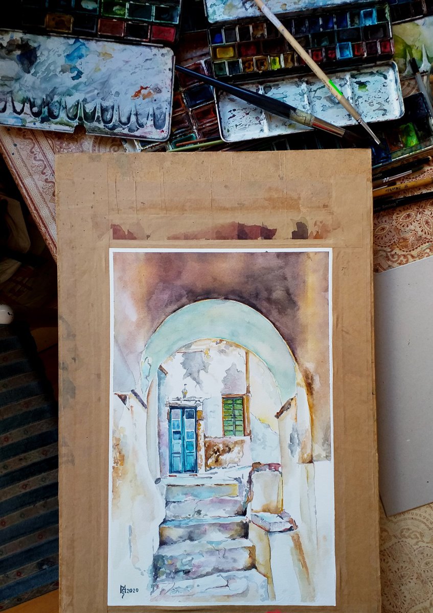 Impressionistic Cityscapes Watercolour By Zoran Mihajlovic Muza, 10 X 16", Pasage, Original Artwork