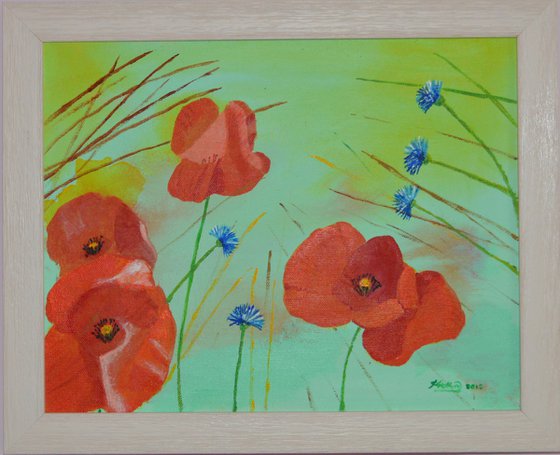 Poppies with Corn Flowers