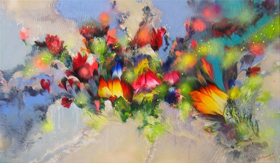 "Summer Flower Melodies", LARGE Painting