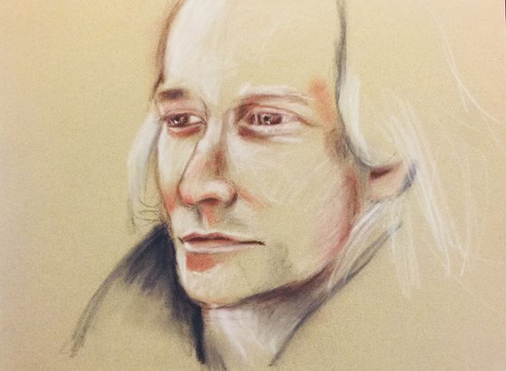 Contentment Drawing On Paper A3 11.7x16.5 - Male Portrait - Mans Face