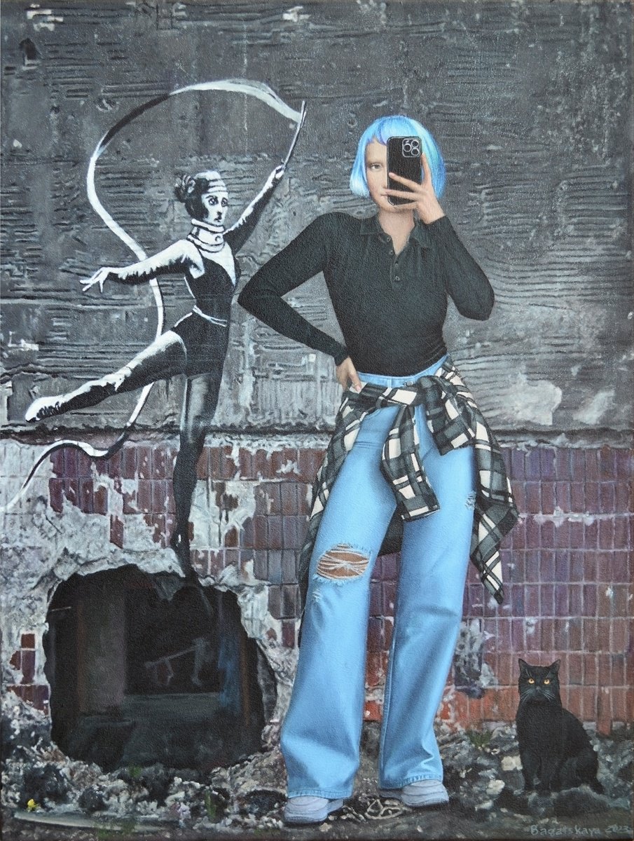 Selfie with Banksy Art by Nataliya Bagatskaya