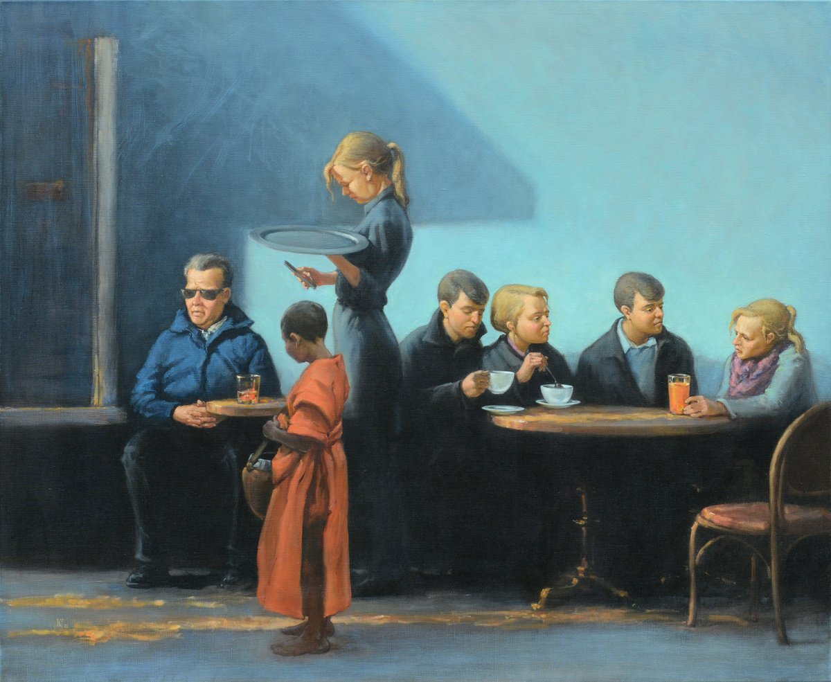 Impressionistic Portrait Oil Painting By Oleg Kateryniuk, 43 X 53", Other People, Original Artwork