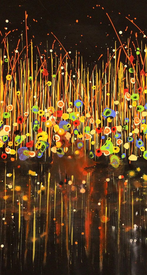 "Technicolor Dream" #13- Large original abstract floral painting by Cecilia Frigati