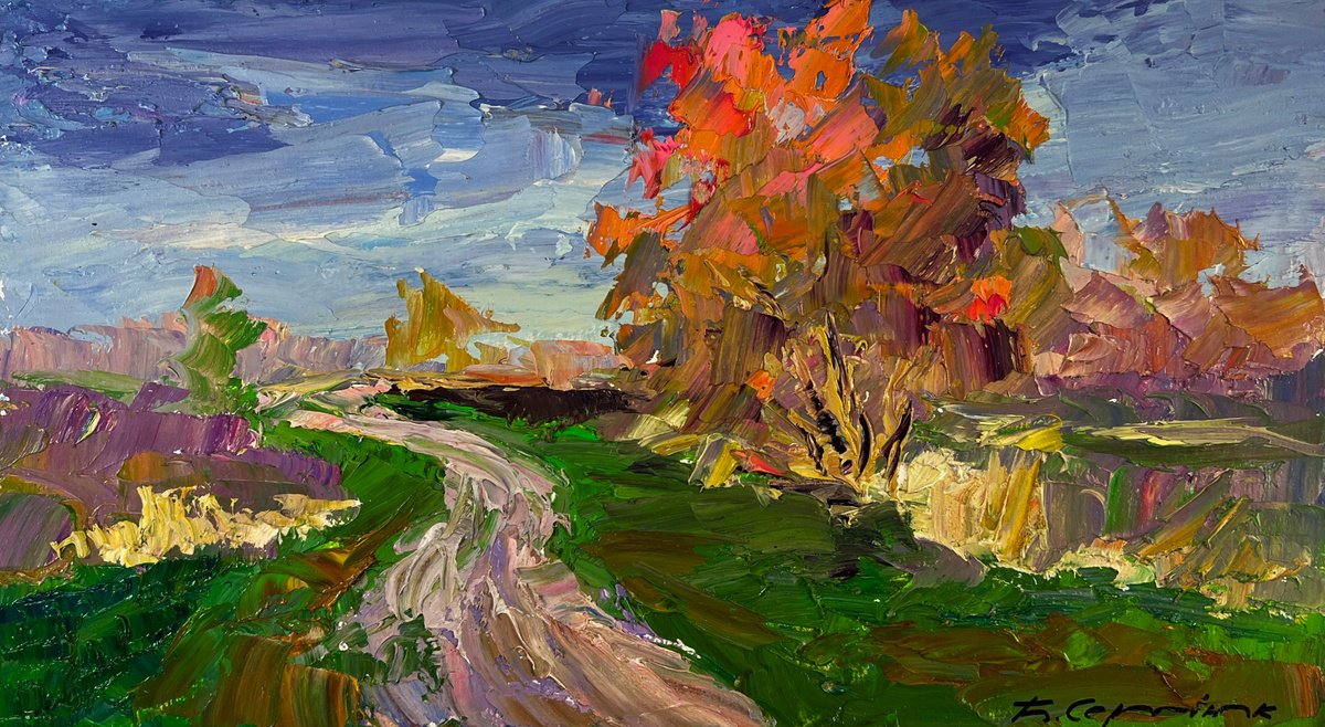 Autumn Reflected On The Face Of The River By Boris Serdyuk, 14 X 8, Artwork For Sale On Artfinder