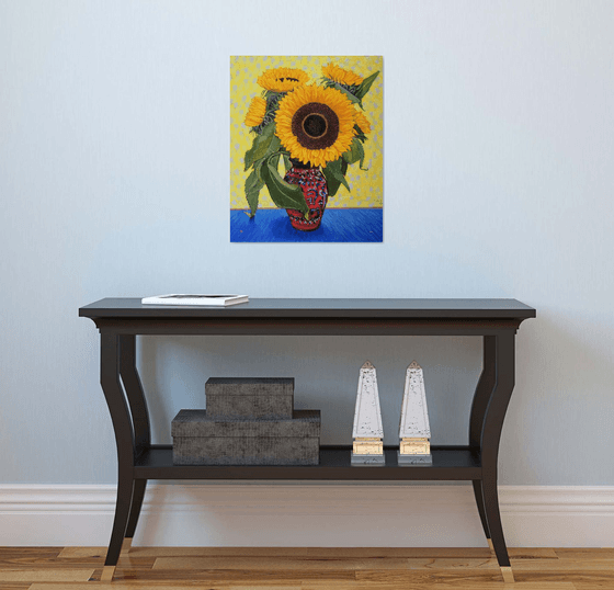 Sunflowers and Leaves