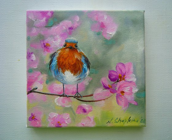 Robin Oil Painting on Canvas