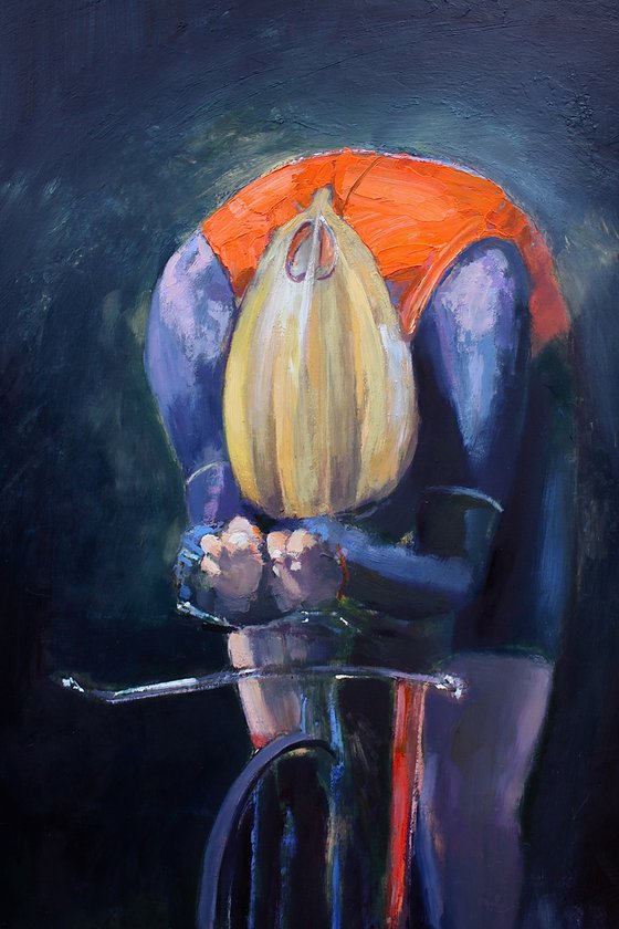 'Against The Clock III' (Cycling, Road Bike, Time Trial Oil Painting)