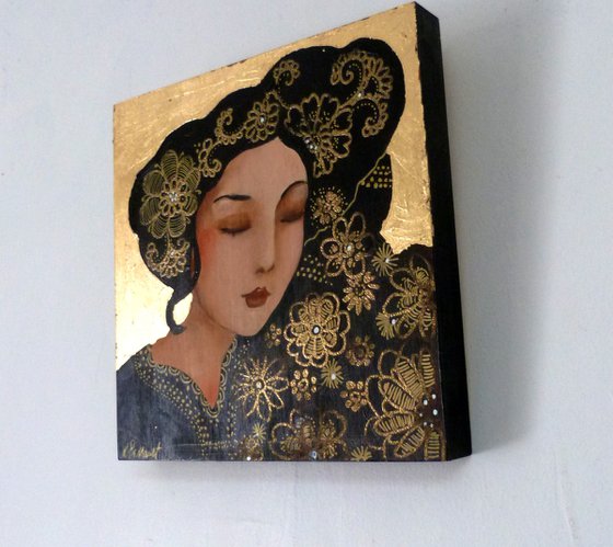 Under my closed eyes. icon on wood 20 x 20 cm.