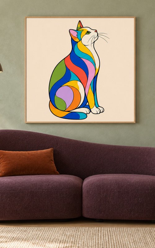 Flowing Cat #07 by Marina Krylova