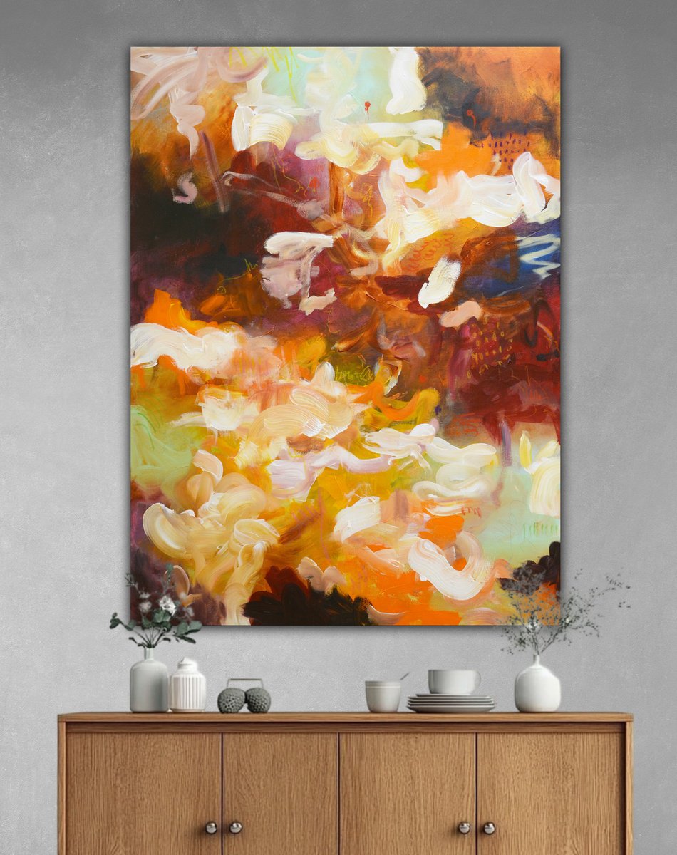 Abstract Acrylic Painting By Andrada Anghel, 36 X 48, Energy Of Shape, Original Artwork