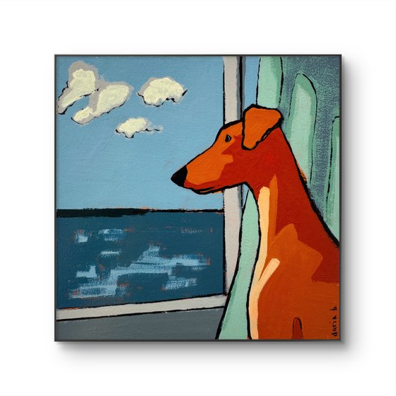 Painting "Dog looking toward the sea"