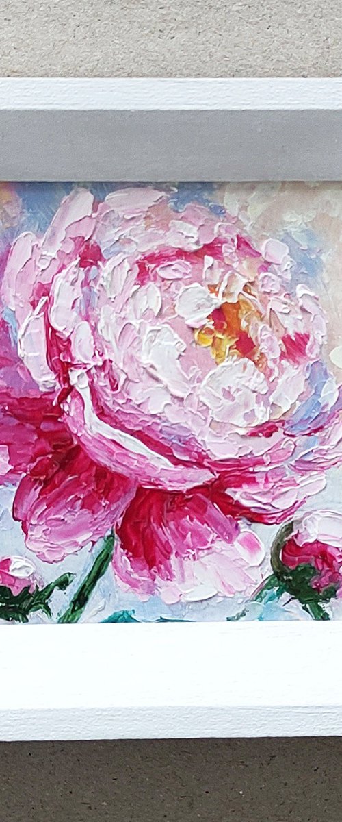 Peony framed painting by Yulia Berseneva