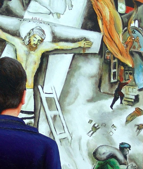 White Crucifixion- Self Portrait With Painting By Marc Chagall